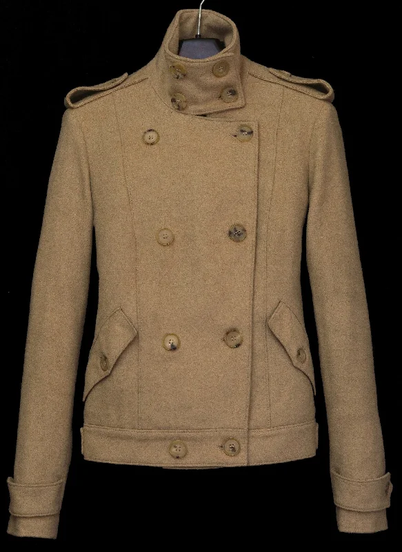 2003 Camel Wool Double-Breasted Military Jacket