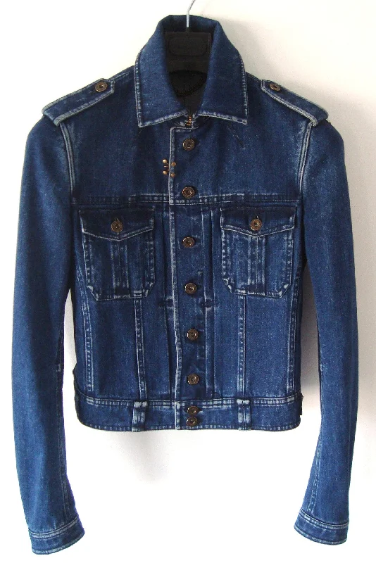 2011 Vintage Denim Military Jacket with Metal Details