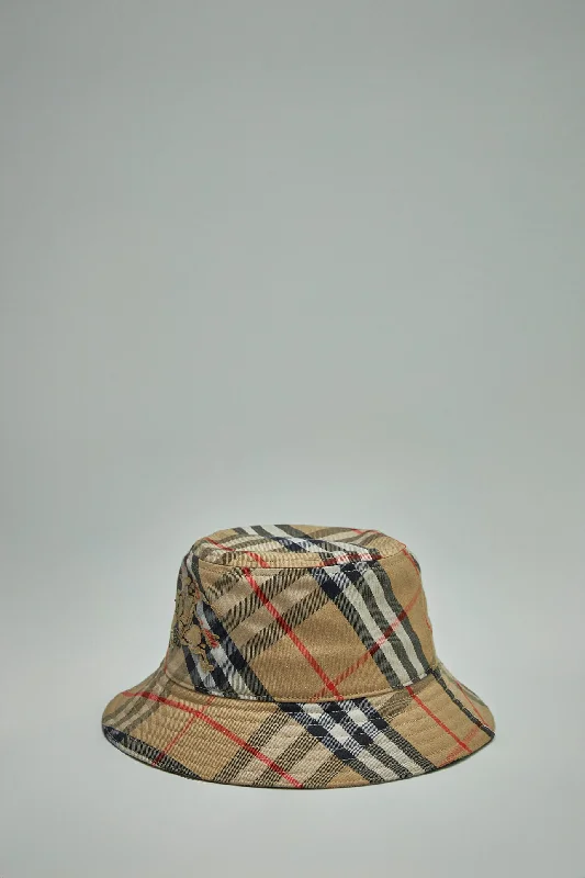 Check Cotton Blend Bucket Hat