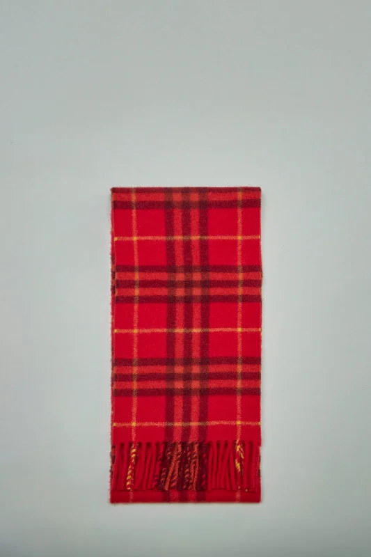 Narrow Check Cashmere Scarf