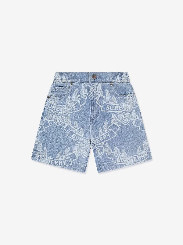 Burberry Boys Castiel Crest Shorts in Blue