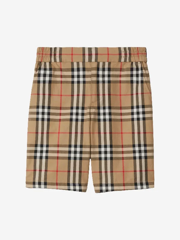 Burberry Boys Vintage Check Hal Shorts in Beige