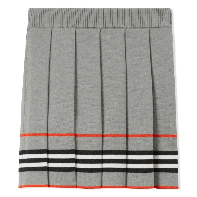 Gray Icon Stripe Wool Knit Skirt