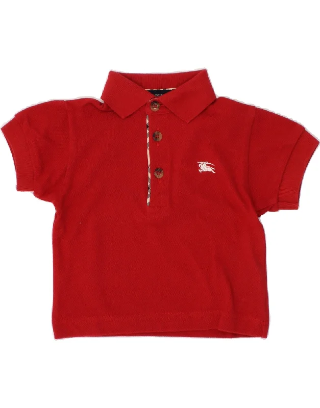 BURBERRY Baby Boys Polo Shirt 3-6 Months Red Cotton