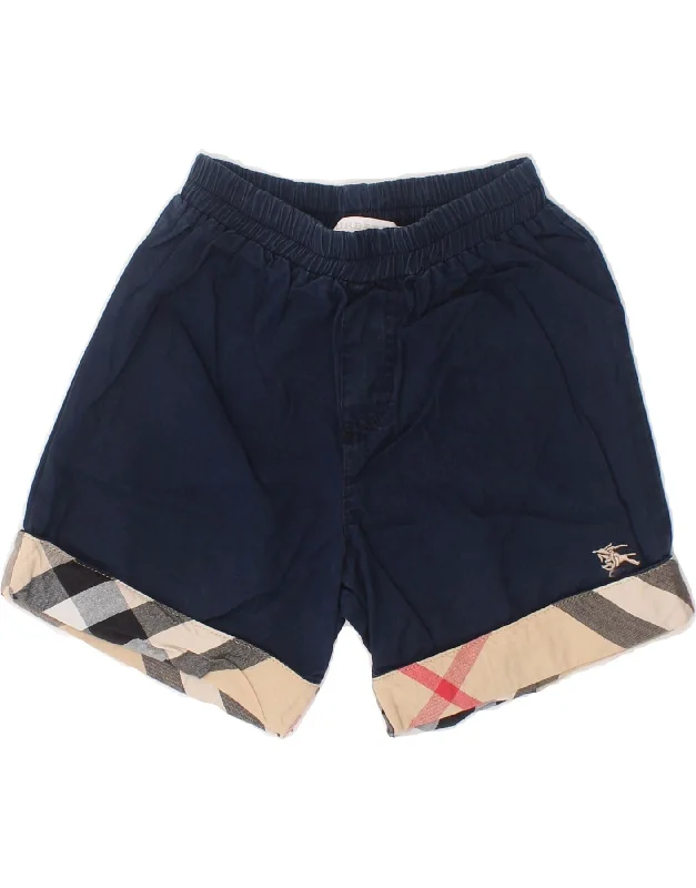 BURBERRY Baby Boys Sport Shorts 12-18 Months  Navy Blue Colourblock Cotton