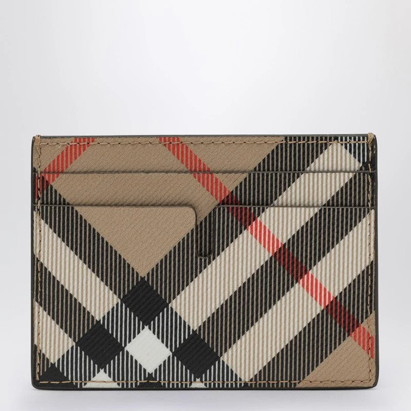 Burberry Beige Card Holder With Check Motif Men