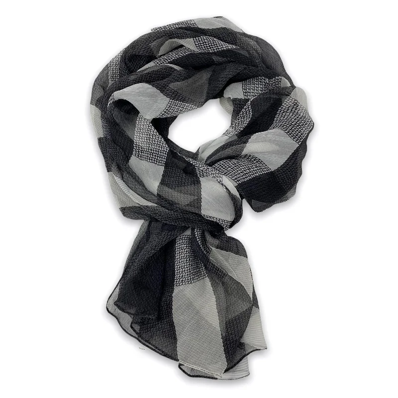 Burberry Black Silk Check Sheer Scarf