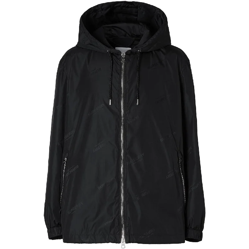 Burberry Black Stretton Logo Hooded Jacket