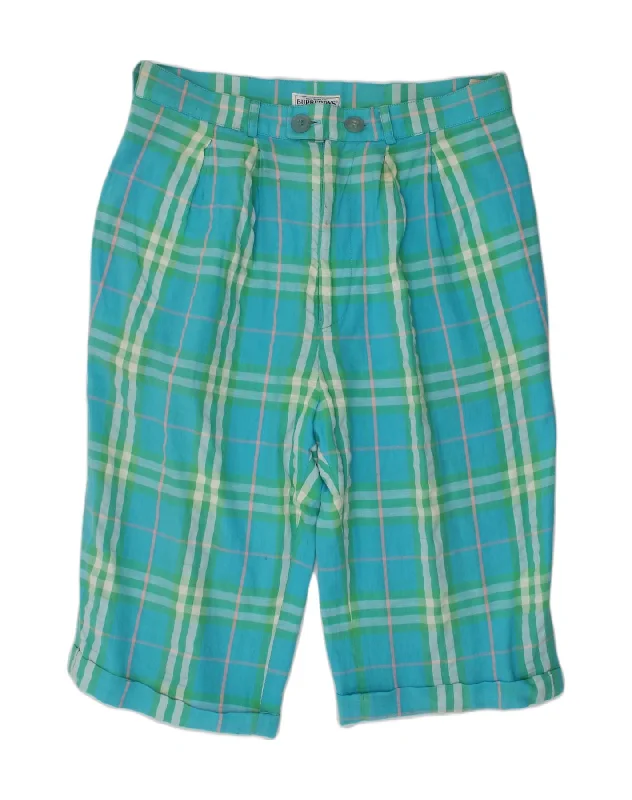 BURBERRY Boys Casual Shorts 15-16 Years W28 Blue Check Cotton