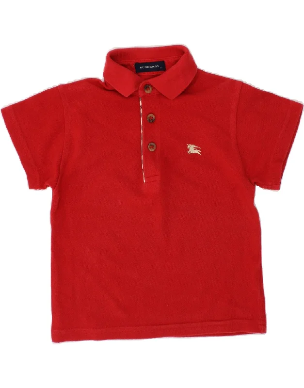 BURBERRY Boys Polo Shirt 2-3 Years Red