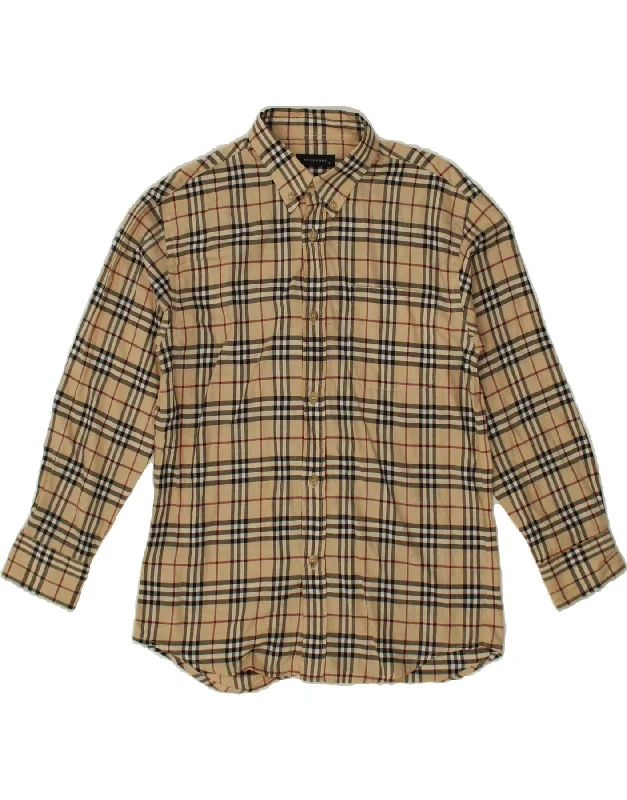 BURBERRY Boys Shirt 9-10 Years Beige Plaid Cotton