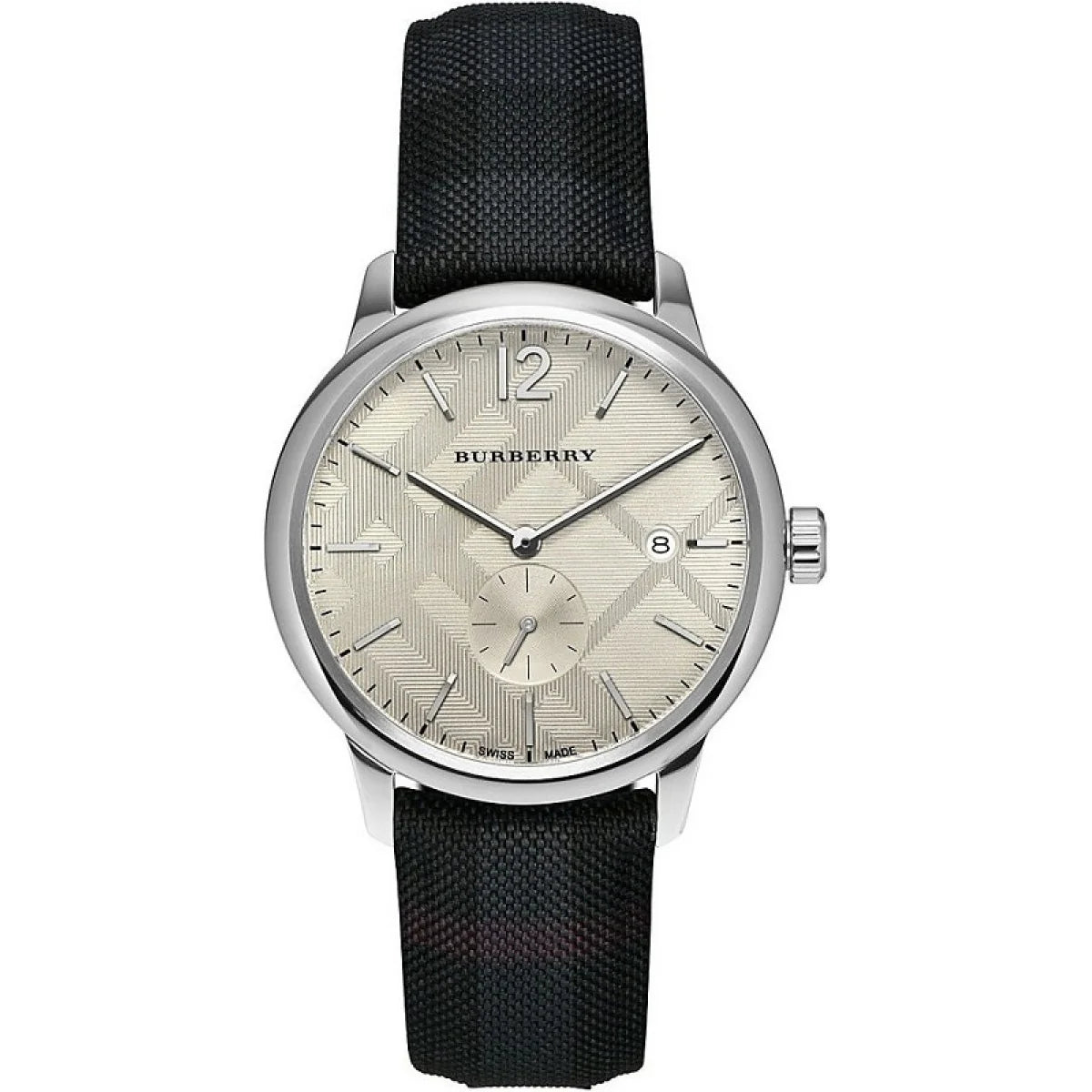 Burberry BU10008 Men's Check Stamped Black White Watch