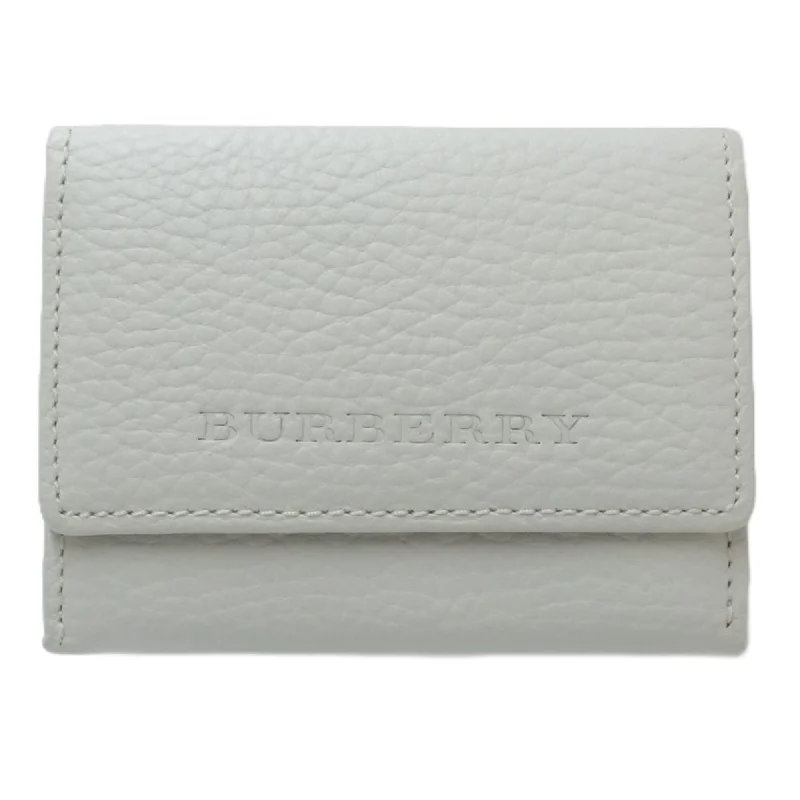 BURBERRY Business card holder case leather white 083535