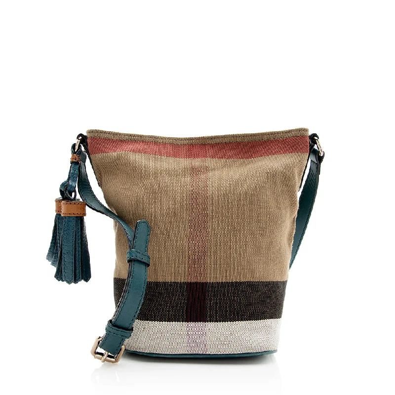 Burberry Canvas Check Ashby Mini Hobo (SHF-20462)