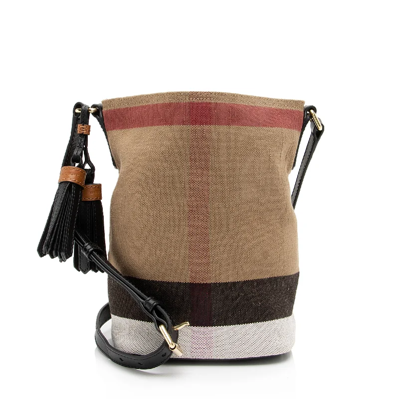 Burberry Canvas Check Ashby Mini Hobo (SHF-23360)