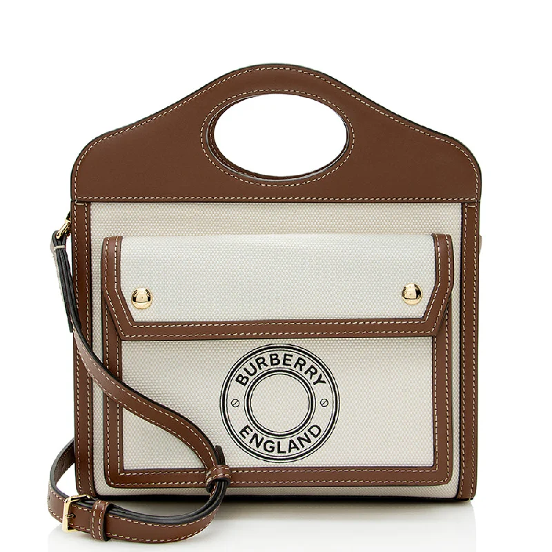 Burberry Canvas Logo Mini Pocket Satchel (SHF-21685)