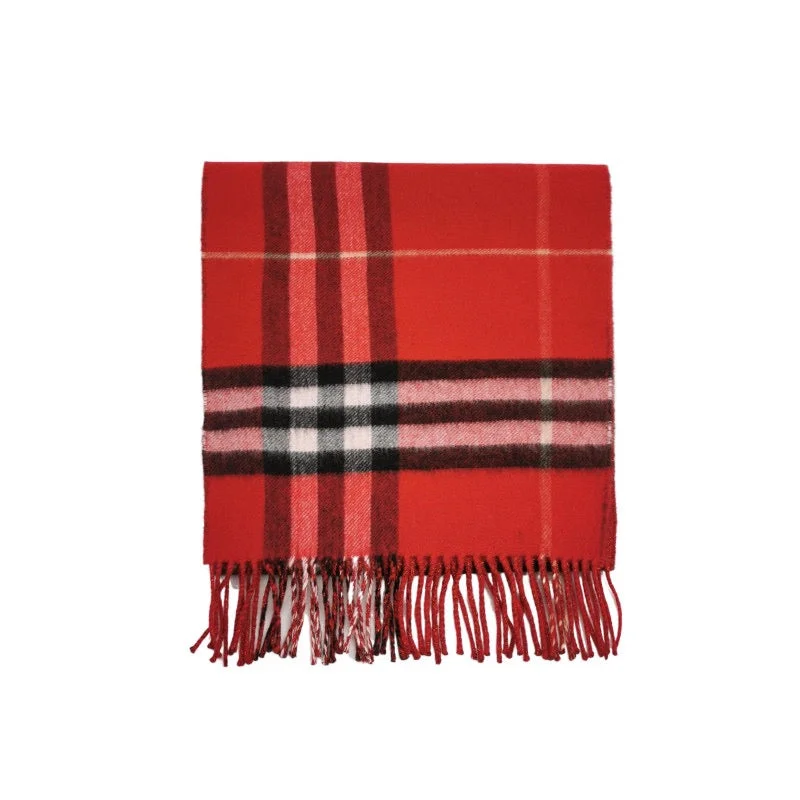 Burberry Cashmere Blend Check Fringe Scarf