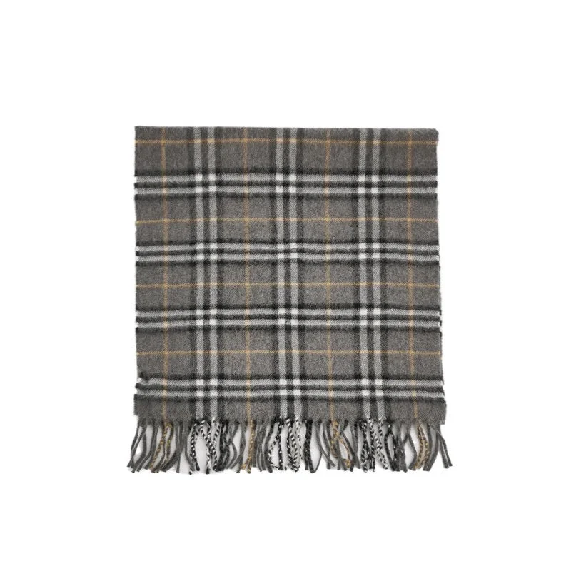 Burberry Cashmere Check Fringe Scarf