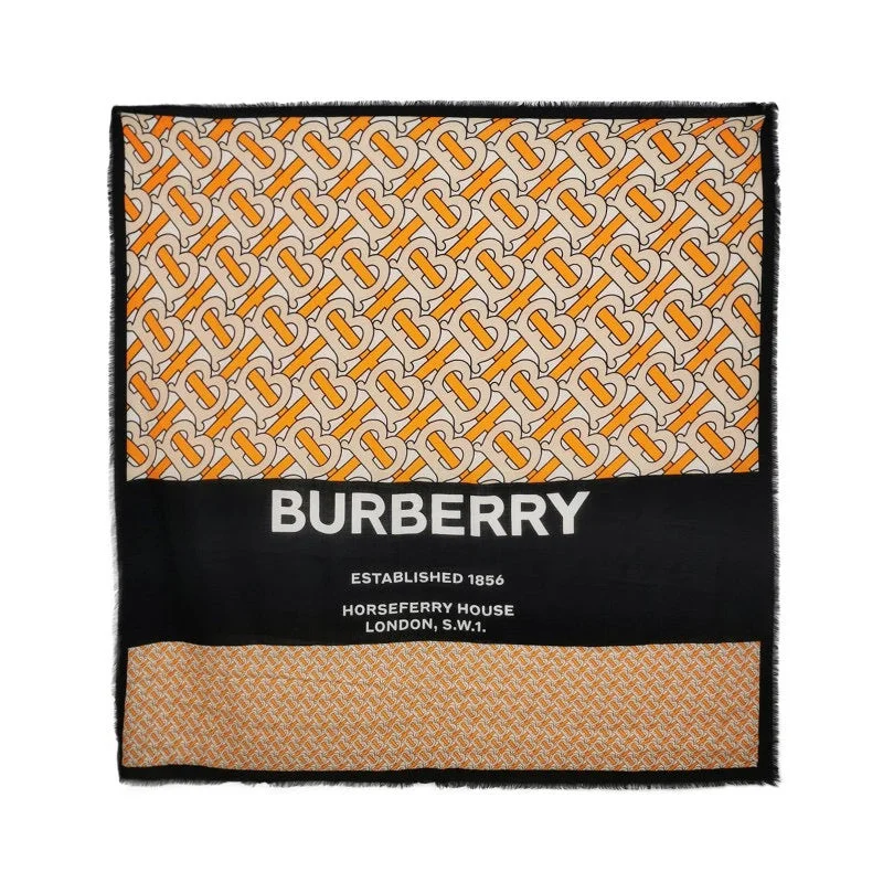 Burberry Cashmere Colorblock TB Print Letter Logo Scarf