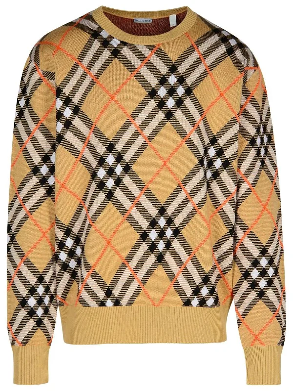 Burberry 'Check' Beige Wool Sweater