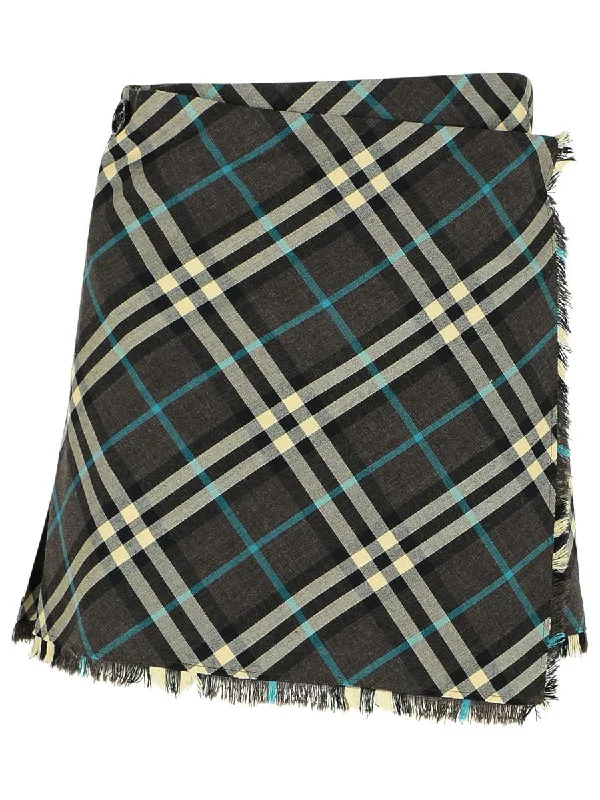 Burberry 'Check' Brown Polyester Blend Skirt