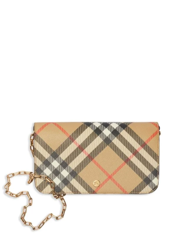 Burberry Check Chain Strap Wallet Bags