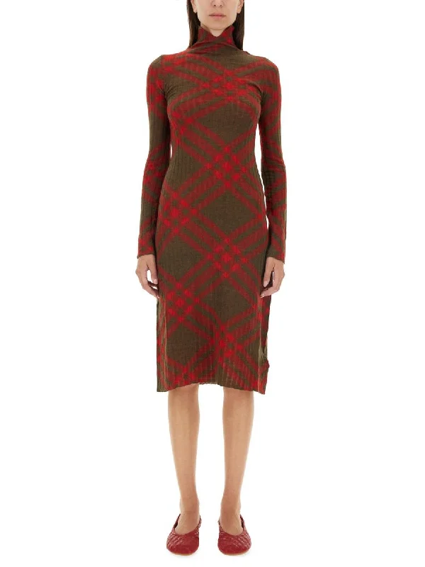 Burberry Check Wool Blend Dress