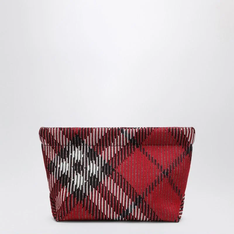 BURBERRY Elegant Red Check Clutch Handbag