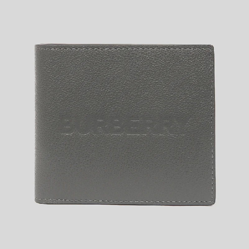 BURBERRY Embossed Logo Leather International Bifold Wallet In Charcoal Grey 80528821