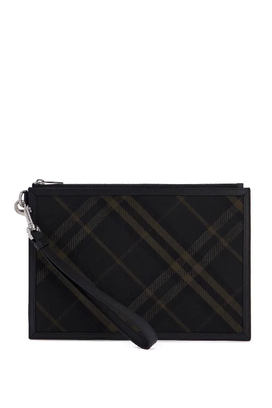 BURBERRY Checkerboard Coated Canvas Mini Pouch Handbag