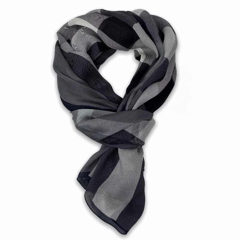 Burberry Gray Silk Check Scarf