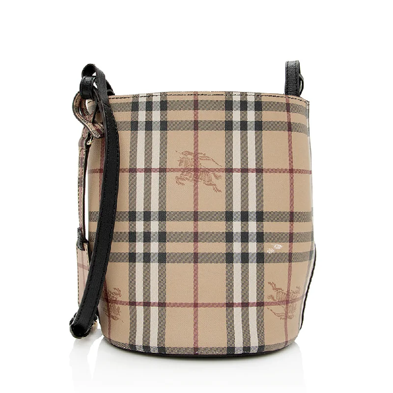 Burberry Haymarket Check Lorne Bucket Bag (SHF-21948)