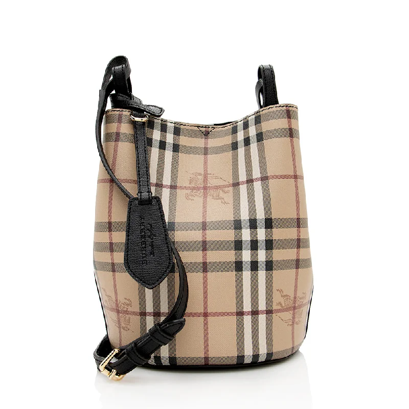 Burberry Haymarket Check Lorne Small Bucket Bag (SHF-18602)