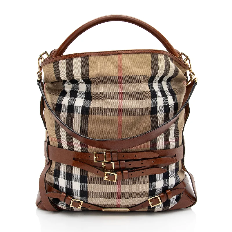 Burberry House Check Bridle Gosford Large Hobo (SHF-jHEss2)