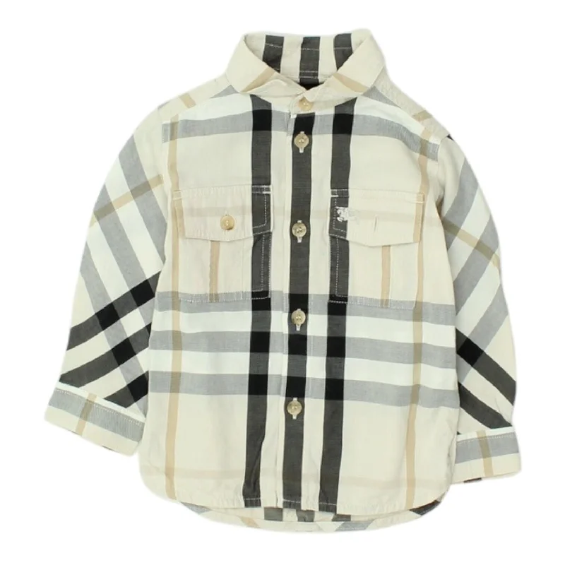 Burberry Kids White Check Button Up Shirt | Vintage Boys Girls High End Designer