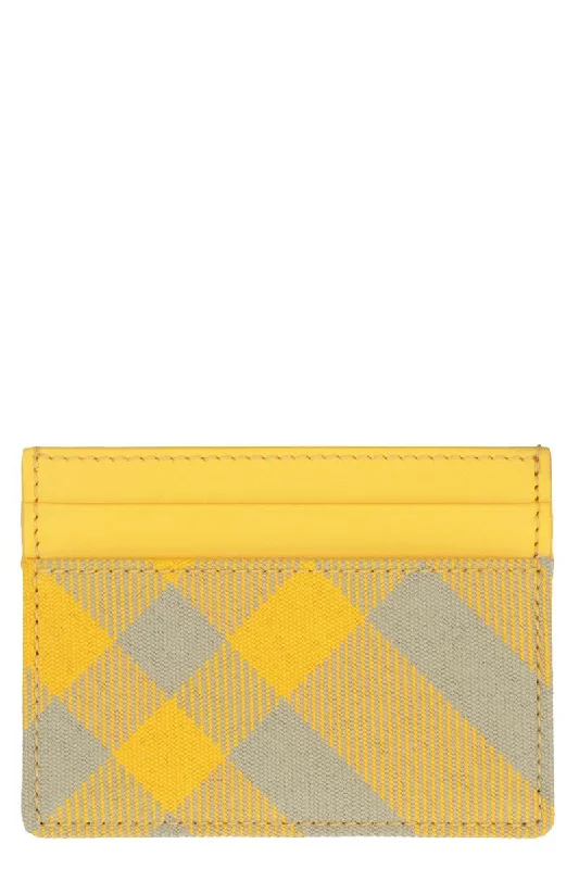 Burberry Leather And Checked Fabric Card Holder