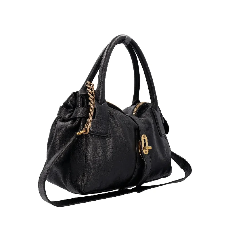 BURBERRY Leather Turn Lock East West Tote Black