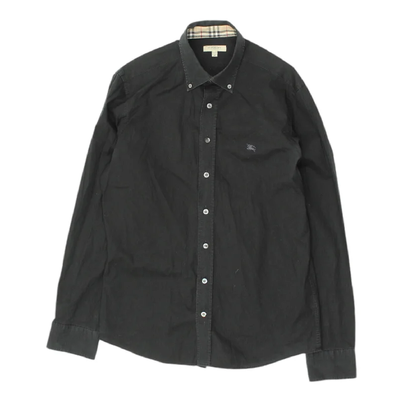 Burberry London Mens Black Button Down Shirt | Vintage High End Designer Formal