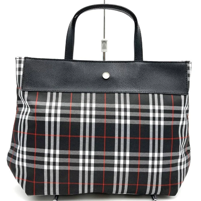 BURBERRY London Nova Check Tote Bag Nylon Leather Black Women's