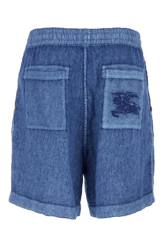 Burberry Man Blue Linen Bermuda Shorts