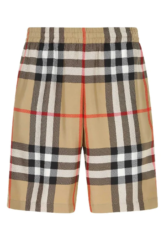 BURBERRY Men's Embroidered Silk Bermuda Shorts