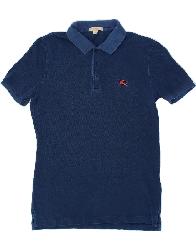 BURBERRY Mens Polo Shirt Small Navy Blue Cotton