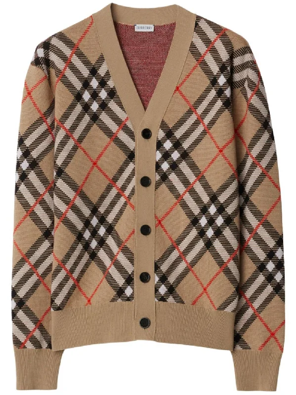 BURBERRY Men's Sand-Toned Wool Blend Cardigan