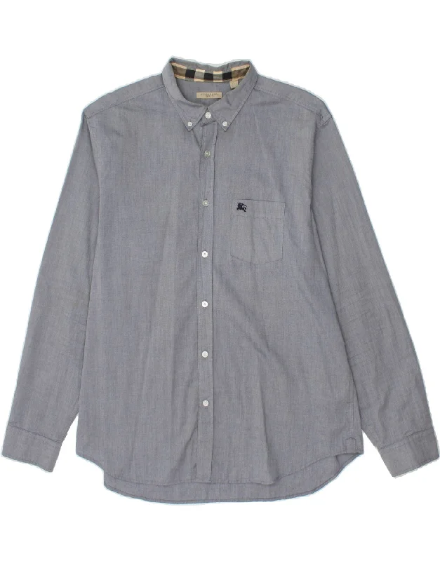 BURBERRY Mens Shirt 2XL Blue Cotton