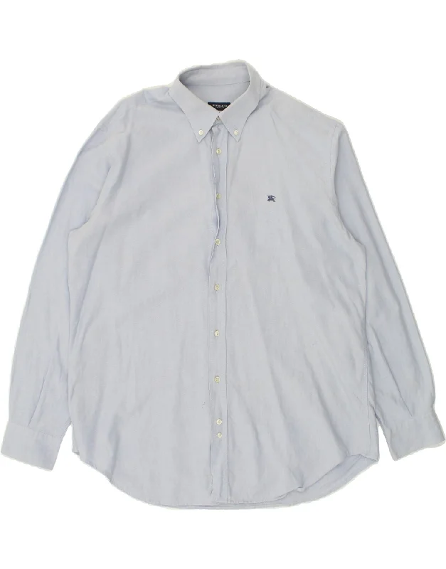 BURBERRY Mens Shirt Large Blue Cotton