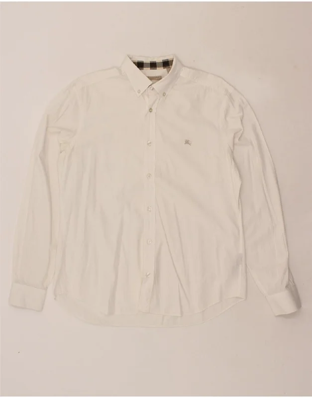 BURBERRY Mens Shirt Large White Cotton