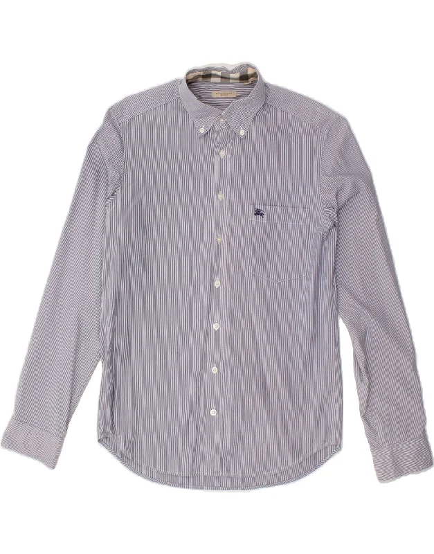 BURBERRY Mens Shirt Medium Blue Pinstripe Cotton