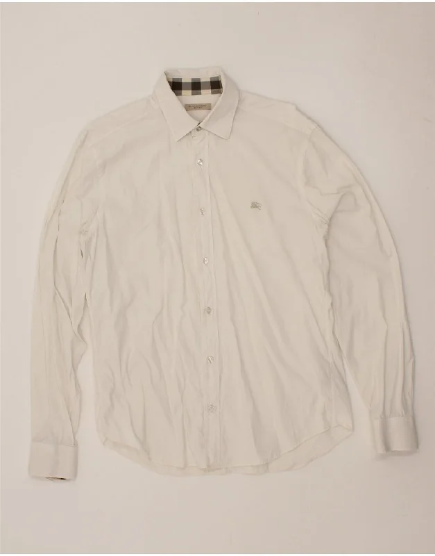 BURBERRY Mens Shirt Medium White Cotton