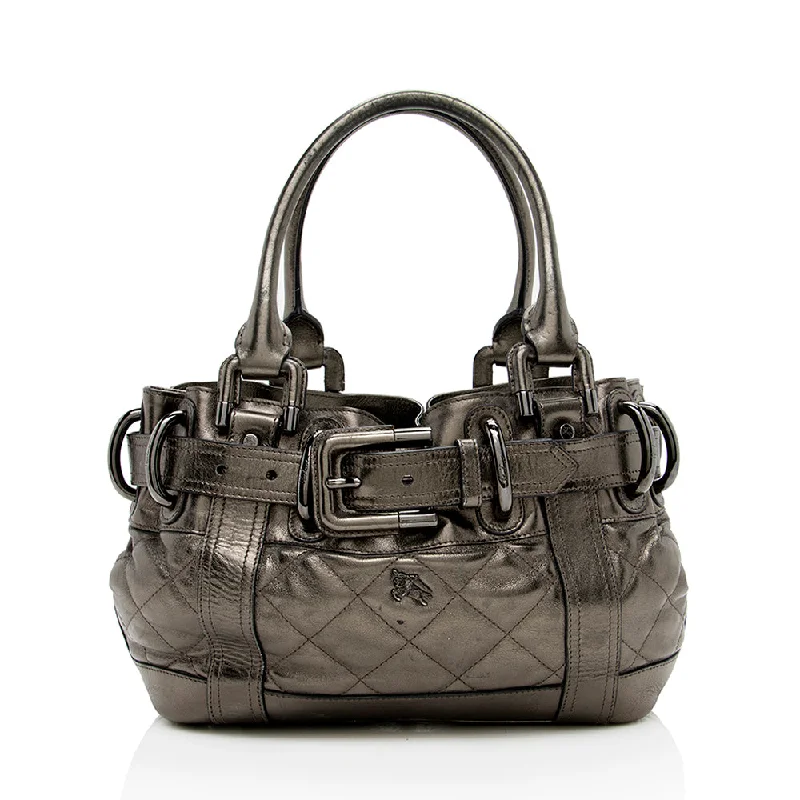 Burberry Metallic Leather Baby Beaton Satchel (SHF-14818)