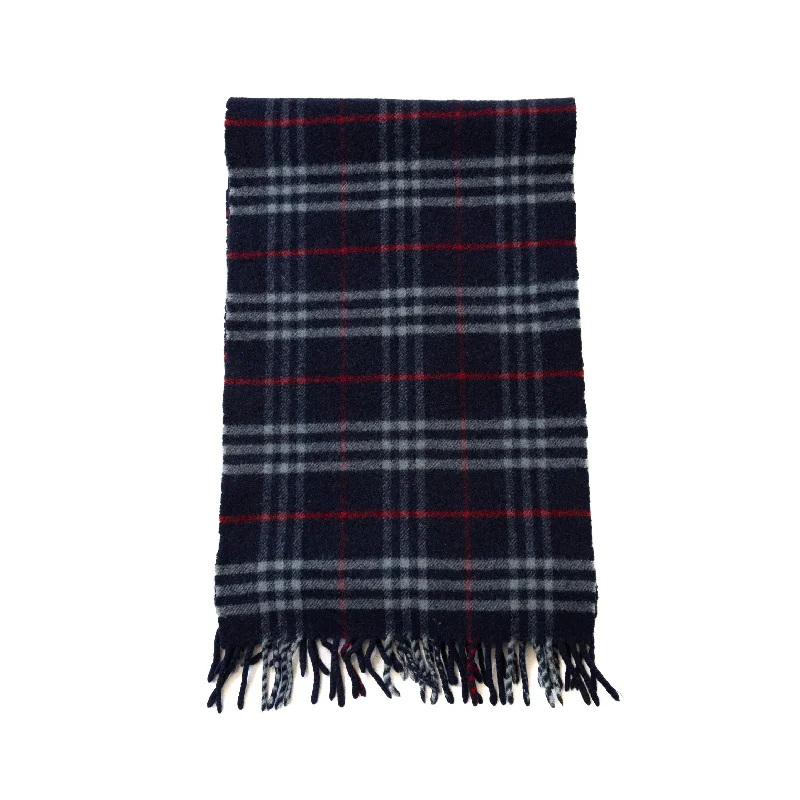 Burberry Navy Nova Check Lambswool Scarf